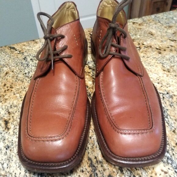 Nardi Brown Leather Derby Dress Shoes Lace Up Square Toe Made Italy Men 44 US 11 - Picture 9 of 13